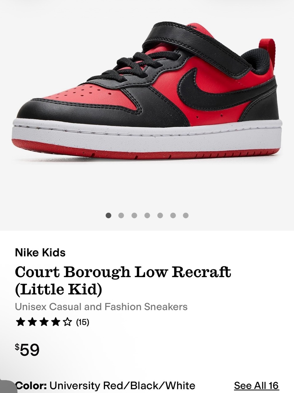 Nike Court Borough Low Recraft Kids Red Sneaker Shoes Size 11